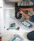 Plumber using Stainless Steel Hose Clamps Kit 175 Pieces Adjustable From Quarter Inch To One And A Half Inch 6 To 38 Millimeter Heavy Duty