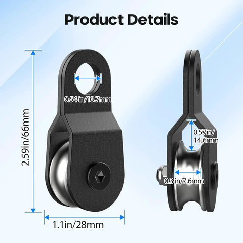 10 Piece Black Snatch Block Pulleys With Ball Bearing, Smooth Running Single Wheel Pulleys For 0.23 Inch Rope, Replacement Gear For Farm Gates, Garage Lifts, Dock Ropes And Lifting Jobs, 2.59x1.1 in