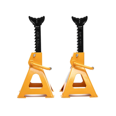 3 Ton Ratcheting Jack Stands Set of 2 For Car Lifts, Beefy Heavy Duty Stability With Double Lock Pins, Wide Saddle, Ductile Iron Ratcheting Bar, Meets ASME PASE-2019 Safety Standards, Auto Repair