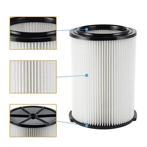 Pro Grade Vacuum Filter Replacement For Wet Dry Vacuums 6 To 16 Gallon Models Compatible With WD06000 WD16600 displayed with details