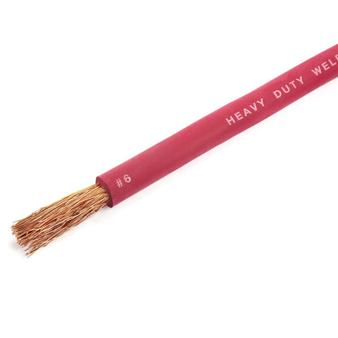Six Gauge Premium Extra Flexible Welding Cable 600 Volt Red 25 Feet Made In USA Sunlight Resistant Water Resistant Highly Flexible