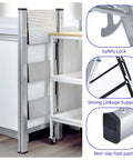 Slim folded Three Step Aluminum Folding Ladder For Indoor And Outdoor Tasks Space Saving Slim Fold To Four Centimeter Flat next to shelves