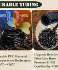 Half Inch Drip Irrigation Tubing Kit 50 Foot Long For Garden showing durable PVC material and temperature resistance