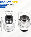 Two Pack Push to Connect Fittings for 0.31 Inch Tube and One Half Inch NPT, Nickel Plated Brass Straight Pneumatic Male Adapters size diagram