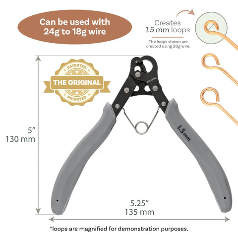 One Step Jewelry Looping Pliers For Perfect 1.5 mm Loops, Trim Wire Like A Pro, Works With 24 To 18 Gauge Craft Wire, Patent Pending