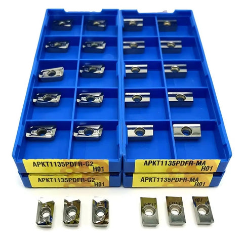 10 Piece Pro Grade Carbide Insert Set For Milling And Turning, Indexable Lathe Tool Inserts in blue case, shown for steel use