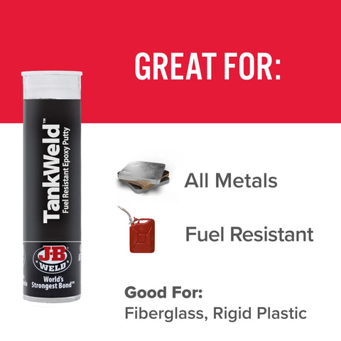J-B Weld TankWeld 1 oz epoxy putty tube, dark grey, for gas tank repair