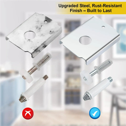 DIY Ready Bi-Fold Door Repair Kit for Two 1-3/8 Inch Wood Doors featuring N7192 brackets and N7538 pivot pins, steel finish.