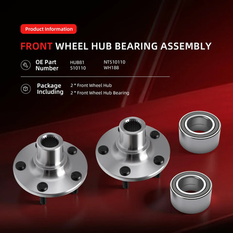 Front Wheel Hub Bearing Assembly Kit For Ford Focus 2012-2018 And Ford C-Max 2013-2018, 2.0L L4 Engine, OE HUB81 510110 NT510110 WH188