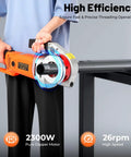 Heavy Duty Electric Pipe Threader 2300W With Six Die Sizes For Galvanized Iron Steel Pipes Threading Machine Power Tool Kit in use with copper motor.