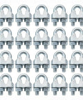 20 Pcs One Eighth Inch Wire Rope Clamp Clips Heavy Duty Workhorse M3 Galvanized Cable Clamps for tent ropes and rigging