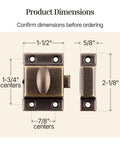 Product dimensions for Large Antique Brass Cabinet Door Latch Fitted With Slick Oval Turn Knob for precise fitting.