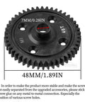 Hardened Steel 46T Spur Gear Upgrade For One Eighth Scale Sledge 4WD Monster Truck with size dimensions visible