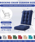 Rocking Chair Cushions Set Navy Blue Tufted Waterproof Fade Resistant Indoor Outdoor Cushions With Ties Includes 17x17 Inch Seat Cushion And 21x17 Inch Back Cushion diagram