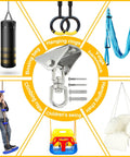 Badass Heavy Duty Swing Hangers With Beast Mode Two Thousand Pound Capacity And Smooth Three Sixty Swivel Stainless Steel Hardware for various activities.