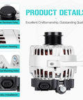 90 Amp Direct Fit Alternator Replacement For Hyundai Elantra 1.8L And 2.0L Models with aluminum housing and wear-resistant pulley