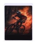Cyclist on trail using Mountain Bike Front Suspension Fork 27.5 Inch Air Suspension Magnesium Alloy Damping System Orange Trail Ready