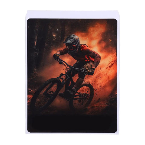 Cyclist on trail using Mountain Bike Front Suspension Fork 27.5 Inch Air Suspension Magnesium Alloy Damping System Orange Trail Ready