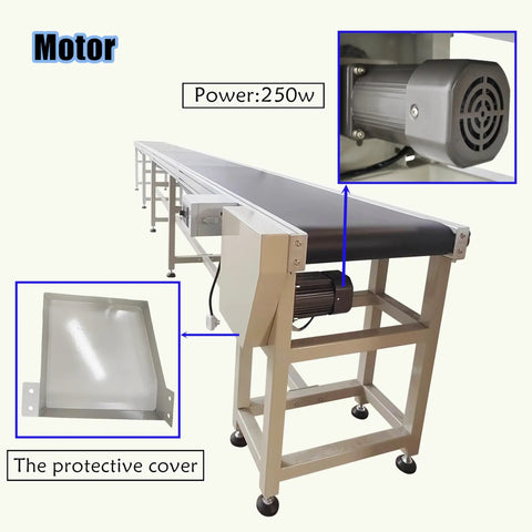Flat Conveyor With PVC Belt 236.22 Inch Length And 15.75 Inch Width, Durable Belt, Adjustable Speed 110V 250W, conveyor motor detail