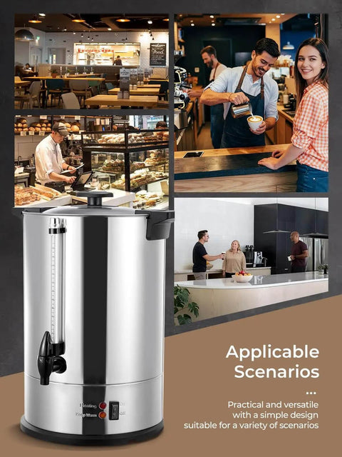 Large-Capacity Commercial Coffee Urn Dispenser 15 L Keeps Beverages Hot, 150 Cups Per Hour Quick Brew With Dripless Faucet