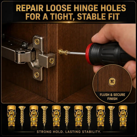 30 Pcs Heavy Duty Expansion Screw Kit, No Sweat Door Hinge Thread Repair Set, Tough Nails anchoring loose cabinet hinges.