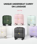 Various 14 Inch Underseat Carry On Luggage With Wheels in different colors including Dark Green, TSA Approved Hardshell Cabin Bag for Short Trips.