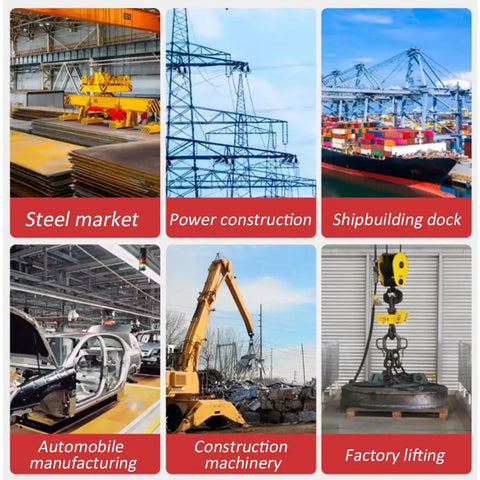 Various industrial applications of Heavy Duty Permanent Magnetic Lifter For Steel Plates And Hoists Rock Solid 600 Kg Neodymium Lift Magnet.