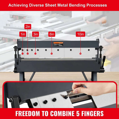 24 Inch Box And Pan Brake Metal Bender 0 To 130 Degree Sheet Metal Tool Portable Bend Press for 20 Gauge Steel and 14 Gauge Aluminum