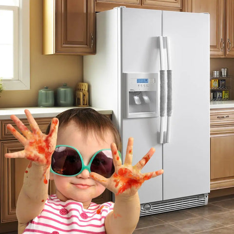 Refrigerator Door Handle Cover Set Of 2 Velcro Covers Keep Handles Clean From Smudges, Fingerprints, Drips, And Food Stains, Gray