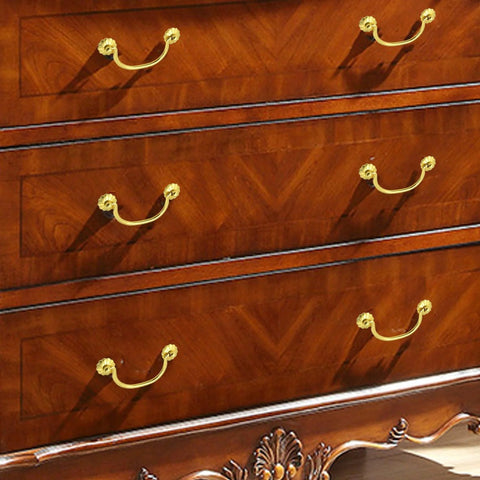 6 Piece Brass Cabinet Pulls Vintage Gold Handle With 80mm Hole Centers Traditional Bail Style Hardware on wood dresser
