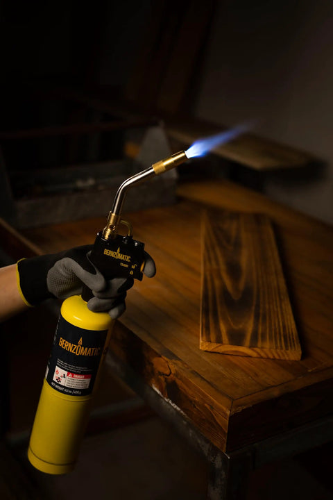 Trigger Start Butane Torch for Soldering and Welding, instant on off ignition, lock button, adjustable flame for DIY and professional jobs.