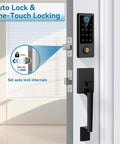 Smart Door Lock With Full Handle Set And Fingerprint Access, Keyless Entry, Bluetooth Front Handle, Electronic Keypad Deadbolt