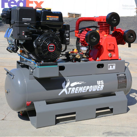 13.0HP Horizontal Gas Powered 30 Gallon Tank Air Compressor With 3 Cylinder Engine for service truck mounts