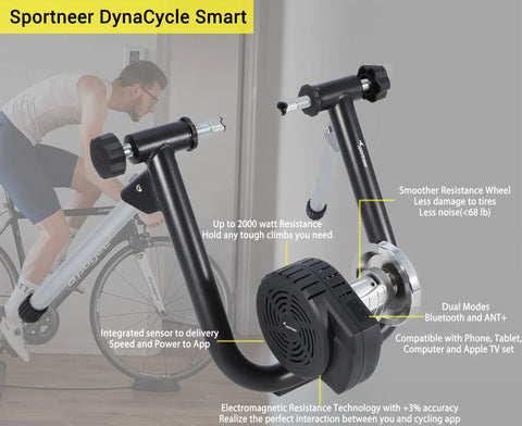 Smart Wheel On Bike Trainer With Bluetooth And ANT Plus Connectivity For Zwift And Onelap Indoor Cycling Stand detail view