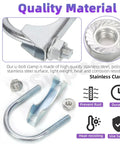 Beefy 2 Piece Exhaust U Clamp Kit 2 Inch 50mm Universal Heavy Duty Muffler U Bolt Clamps For Tip Pipes Connection Galvanized Steel