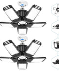 Two Pack LED Garage Lights With Five Plus One Panels, 160W 15000LM 6500K Adjustable Ceiling Mount, E26 E27 Base design