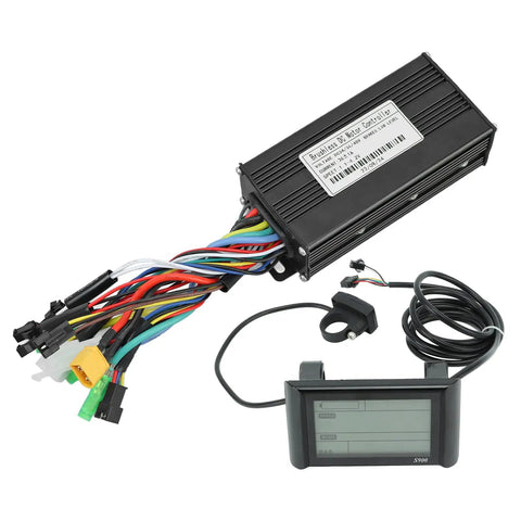 26A Sine Wave Brushless Motor Controller Kit With S900 LCD Display for electric bikes, showing controller and display with wires