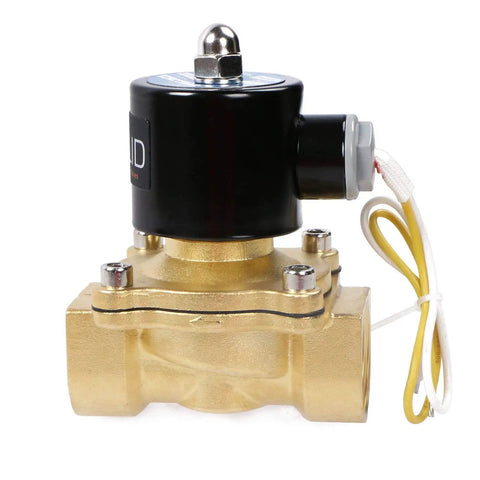 Front view of Heavy Duty 1 Inch Brass Electric Solenoid Valve 110V AC Normally Closed For Air Water Oil Diesel Non Potable Applications