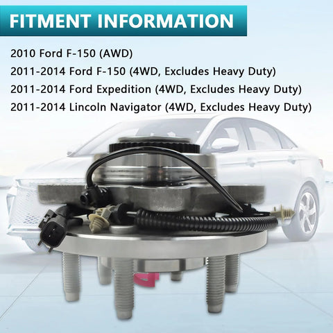 Front view of Front Wheel Bearing Hub Assembly Pair 515142 For Ford F-150 Expedition Lincoln Navigator 2011-2014 4WD