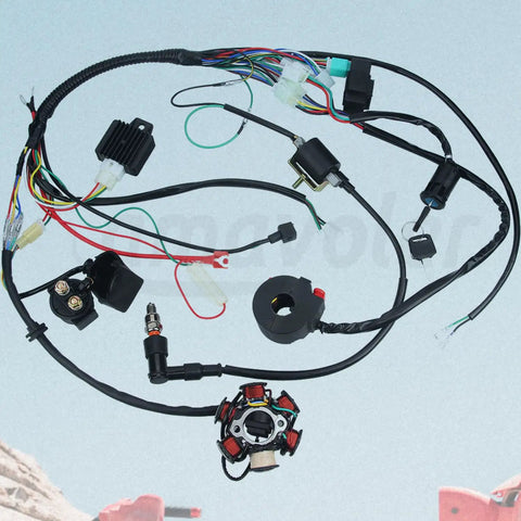 Universal All In One Electric Stator Coil CDI Wiring Harness And Spark Plug Kit For 49cc To 125cc ATVs dirt bikes view