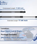 Built Tough Rear Hatch Shock Strut For 2005 2013 Chevrolet Corvette Liftgate, 11.69" compressed, 17.44" extended, includes 2 pcs.