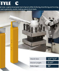 Style C 20-Piece Three Eighths Inch Carbide Tip Lathe Cutter Set For Metal Turning Boring And Chamfering with shank size and rake angle.