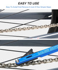 Blue alloy Bike Chain Checker Tool For All Chains Including Shimano SRAM KMC Campagnolo being used on a bike chain
