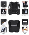 Lightweight Running Vest With Dual 500ml Soft Flasks, Unisex Hydration Pack, black with multiple storage pockets and adjustable straps