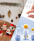 Heavy Duty Screw Eye Hooks 0.63 Inch 300 Pack used for hanging decor, holding an astronaut figurine, and various crafts indoors.