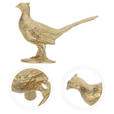 Top Shelf Brass Pheasant Drawer Knob With Rich Golden Finish detailed design, 6x4cm size, tarnish proof cabinet pull.