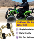 Left Right Hand 10Mm Heavy Duty Tie Rod Ball Joint Kit for Chinese Kids ATVs Quad Go Karts 50Cc-125Cc, shown with green ATV