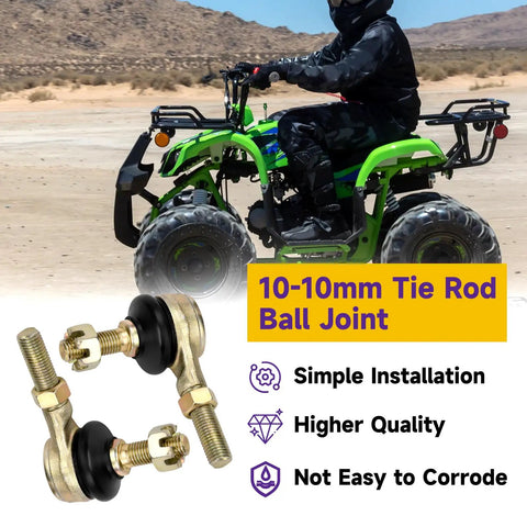 Left Right Hand 10Mm Heavy Duty Tie Rod Ball Joint Kit for Chinese Kids ATVs Quad Go Karts 50Cc-125Cc, shown with green ATV