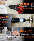 The Ultimate 350 Piece Drill Bit Set For Home Repair And Furniture Assembly includes 152 screwdriver bits in use, 40 security bits, and 50 bits.