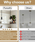puncoll 2 PK 9 Inch Modern Black Clear Glass Pendant Light showcased in a stylish kitchen setting with shelves and plants.